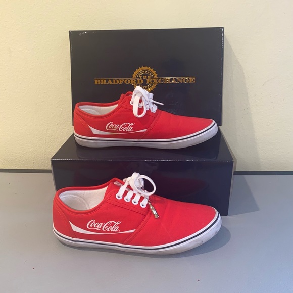 Coca Cola Shoes - Bradford Exchange Coca-Cola Canvas Sneakers, Size 8, Color: Red & White